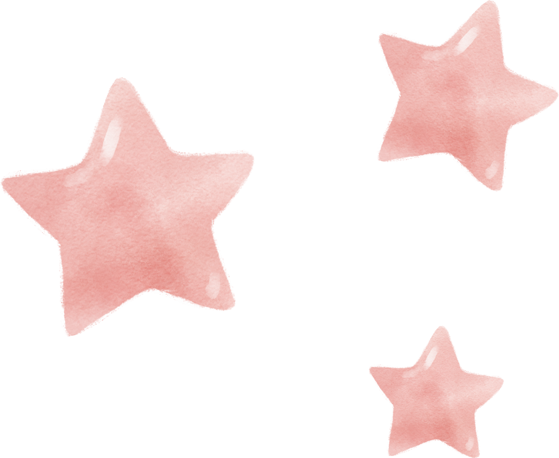 cute watercolor three pink stars